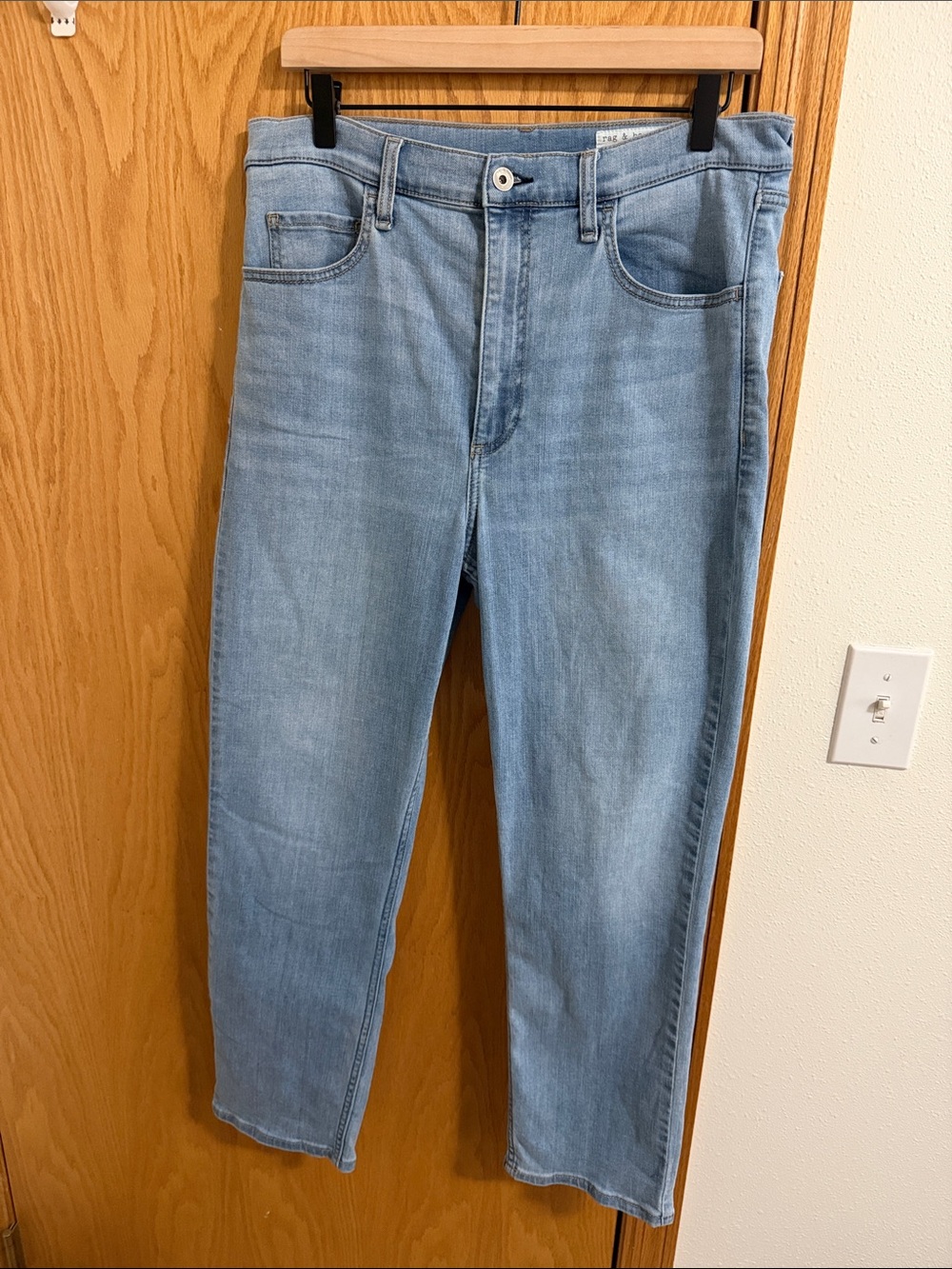 rag & bone Fern High Rise Slim Light Blue Straight Leg Jeans